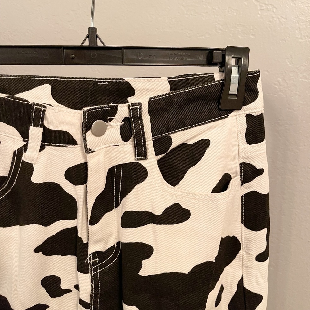Cow print jeans